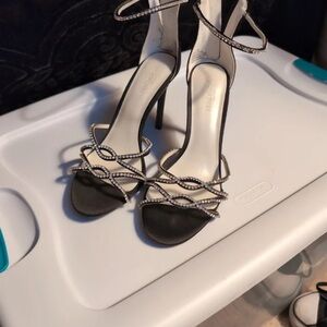 Elegant Black and Silver Strappy Heels